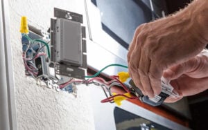 High-quality image of Westline Electricians Perth repairing electrical wiring and fuse box in a residential property. Skilled Perth electrician troubleshooting electrical issues and ensuring safety.
