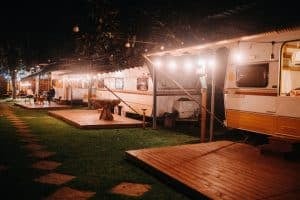 Licensed Westline Electricians Perth installing outdoor lighting on caravans and outdoor leisure areas. Expert electrical services for recreational vehicle setups and camping grounds in Perth.